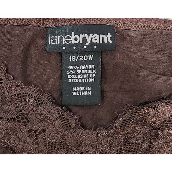 Lane Bryant Brown Lace Detail Adjustable Spaghetti Strap Tank Top 18 20 Soft - Picture 5 of 5